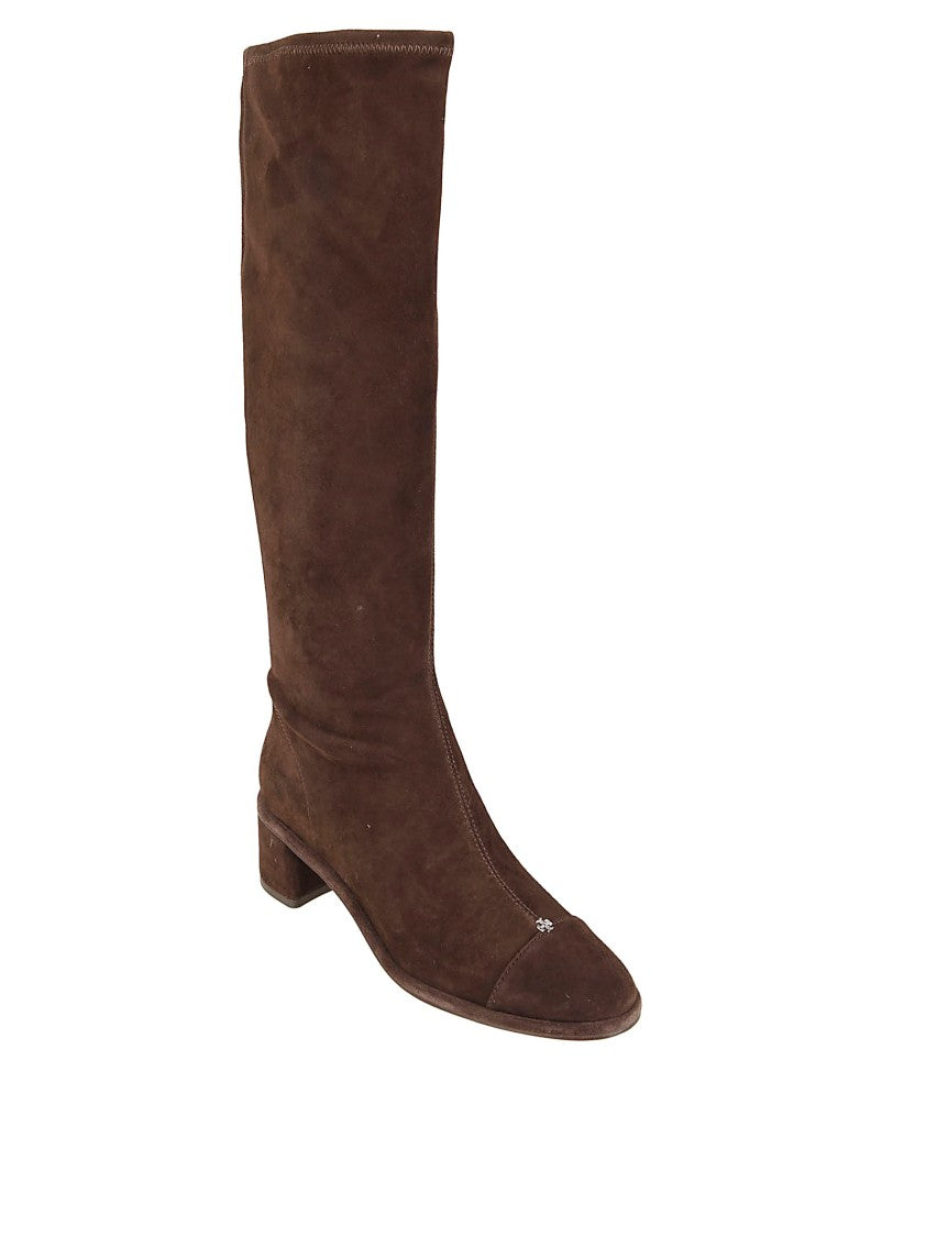 Tory Burch Knee-High Boots With Metal Logo Stud