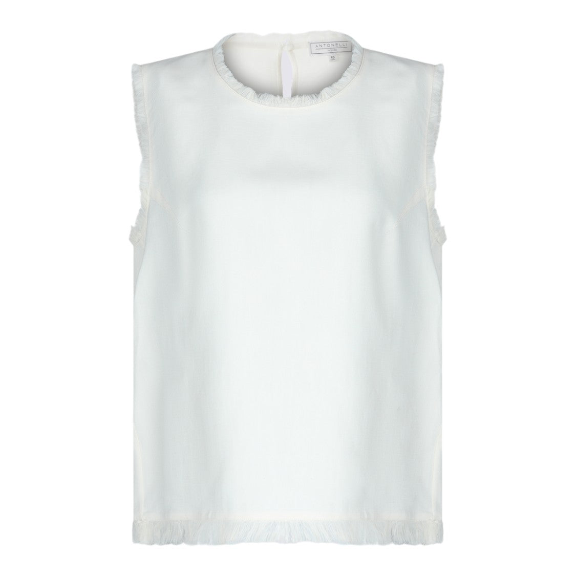 Antonelli Firenze Sleeveless White Top With Frayed Edges
