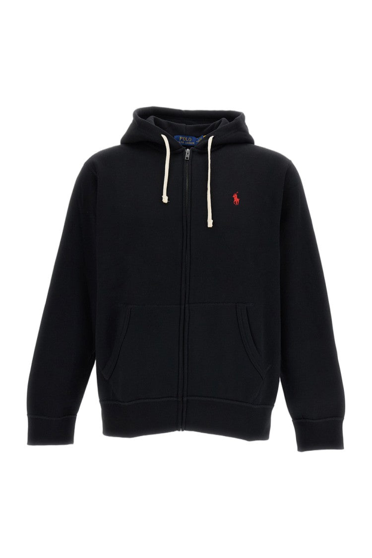 Polo Ralph Lauren Black Cotton-Blend Hoodie With Embroidered Logo