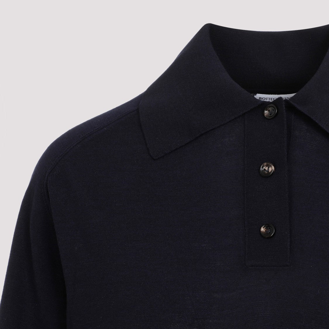 Bottega Veneta Navy-Blue Wool Long Sleeves Polo