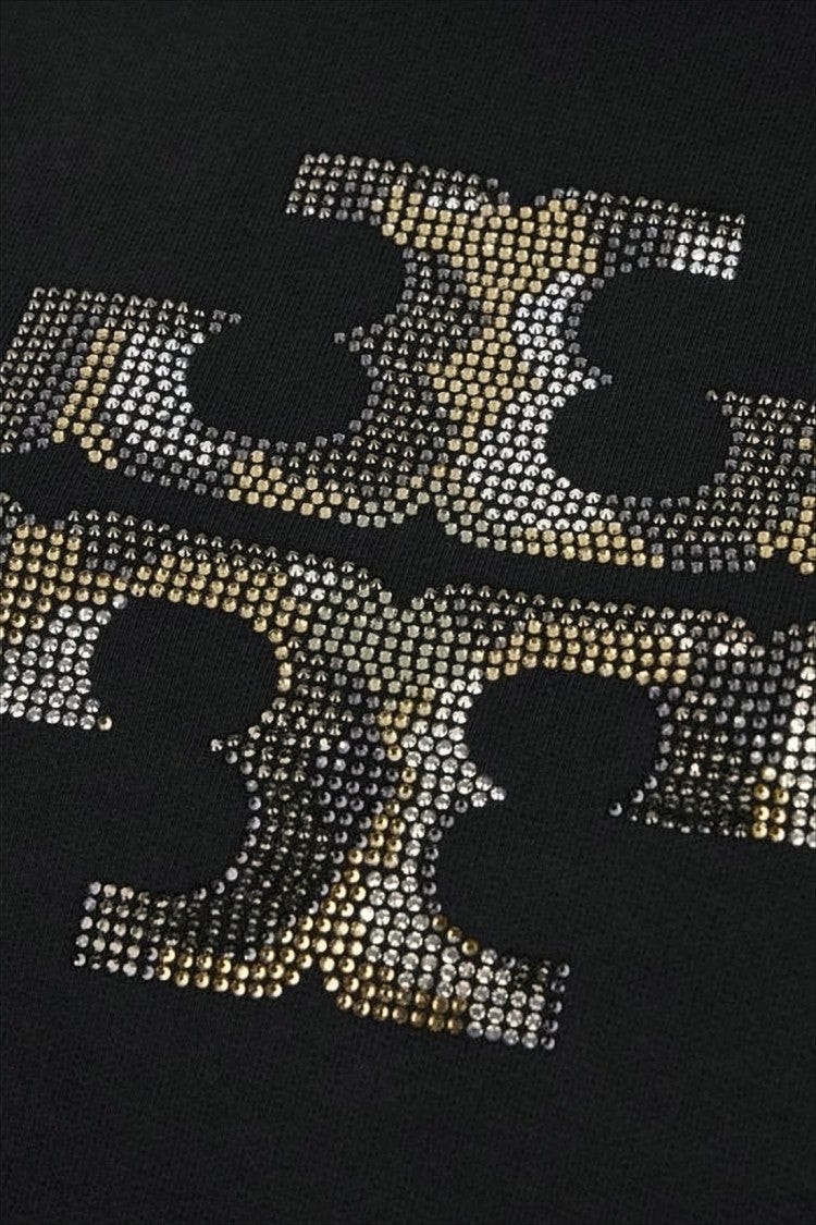 Tory Burch Cropped Long-Sleeve Sweatshirt With Bold Logo