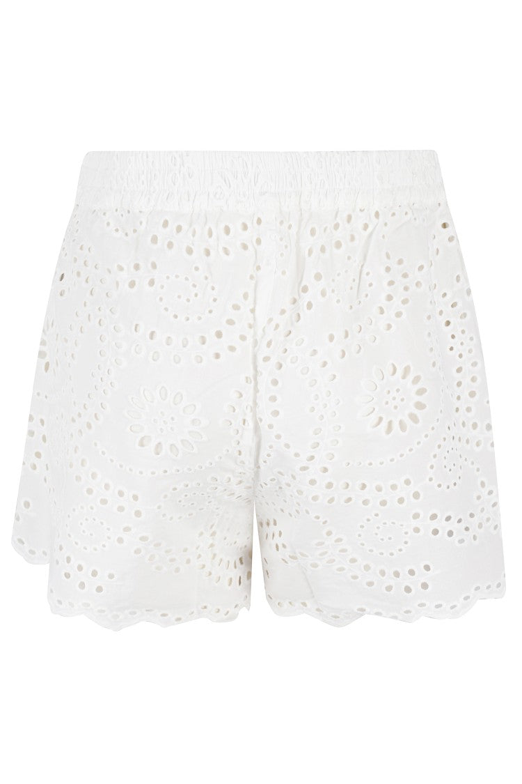 Mc2 Saint Barth Floral Cut-Out White Shorts