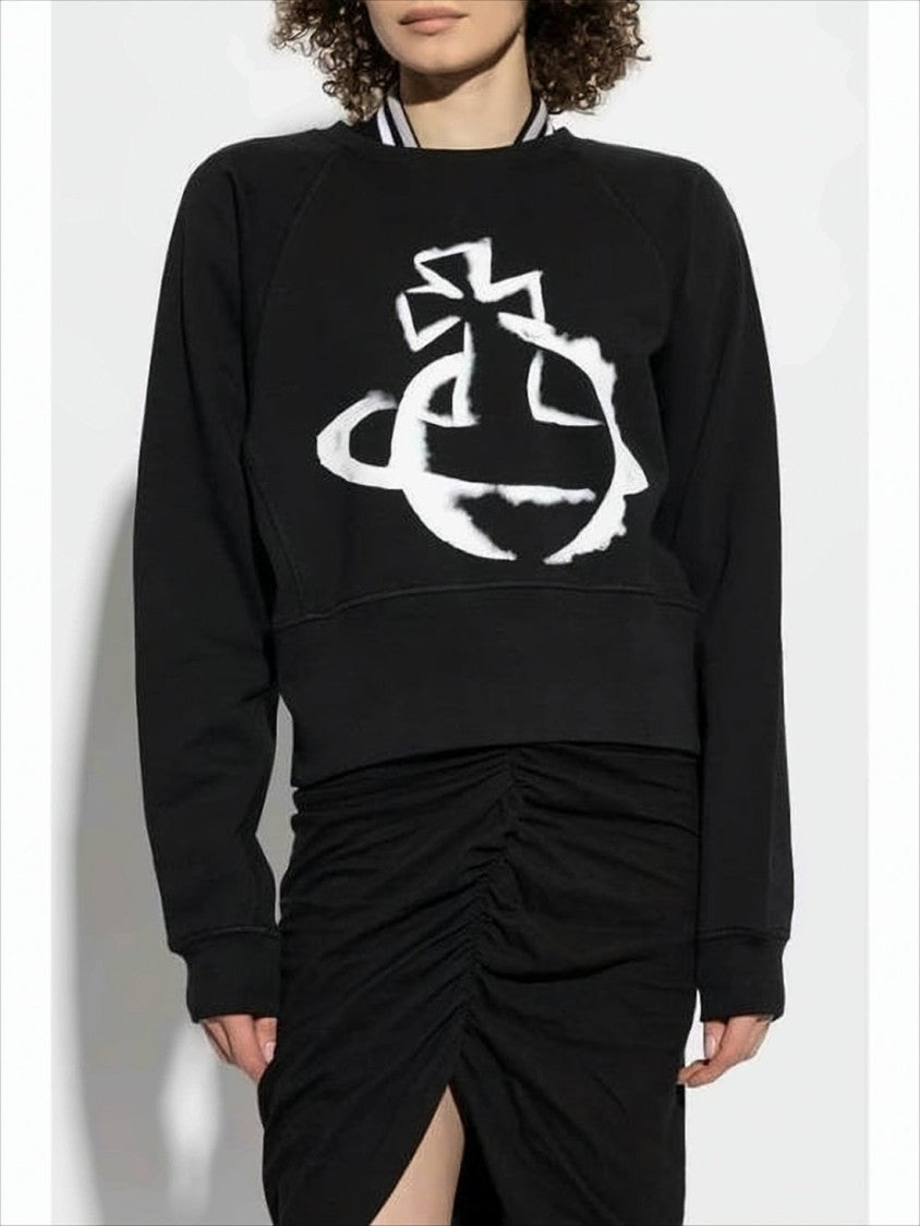 Vivienne Westwood Long-Sleeved Cropped Sweatshirt With Bold Abstract Graphic