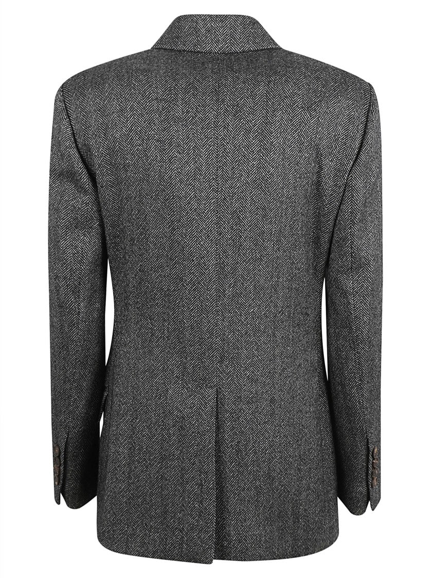 Brunello Cucinelli Double-Breasted Herringbone Tailored Jacket