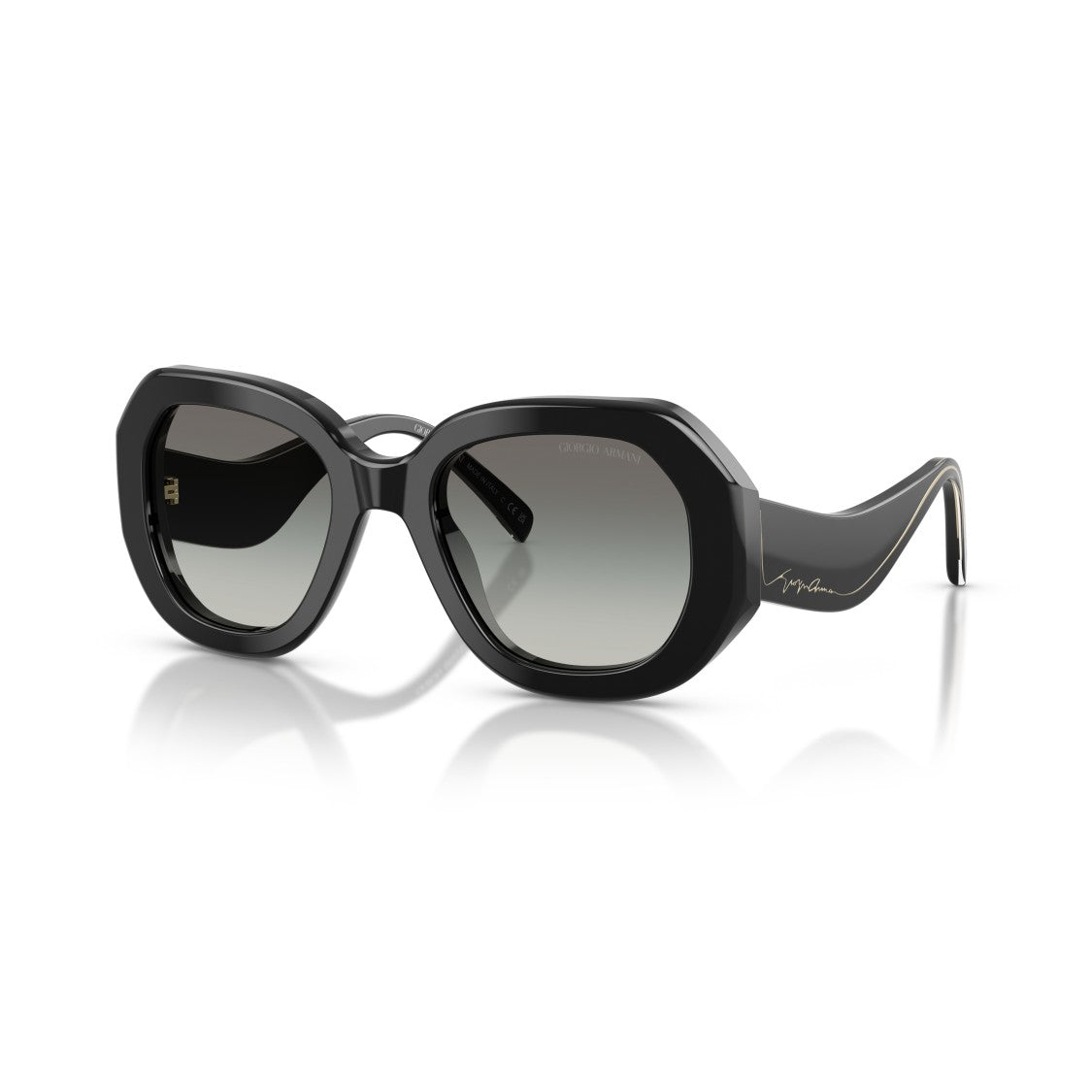 Giorgio Armani 0Ar8248 Oversized Geometric Black Sunglasses With Gold Accents