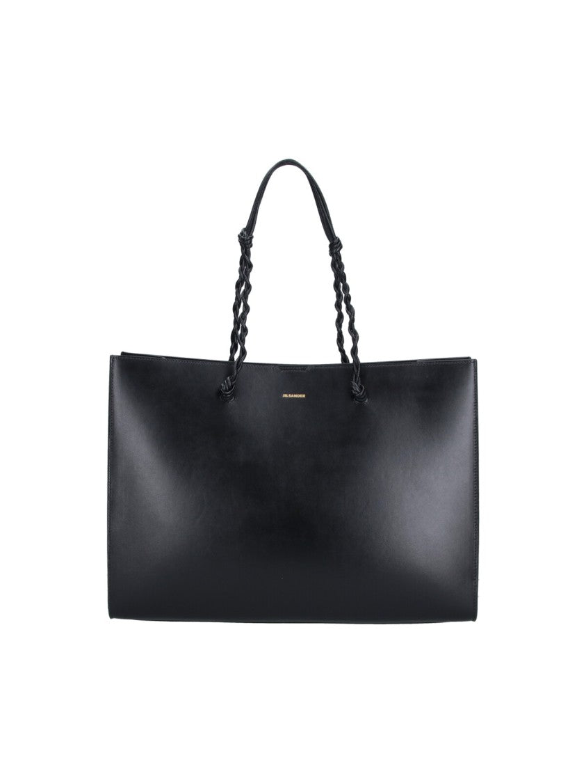 Jil Sander Black Tangle Leather Tote Bag