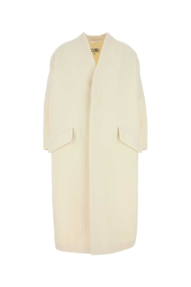 Mm6 By Maison Margiela Ivory Wool Blend Coat