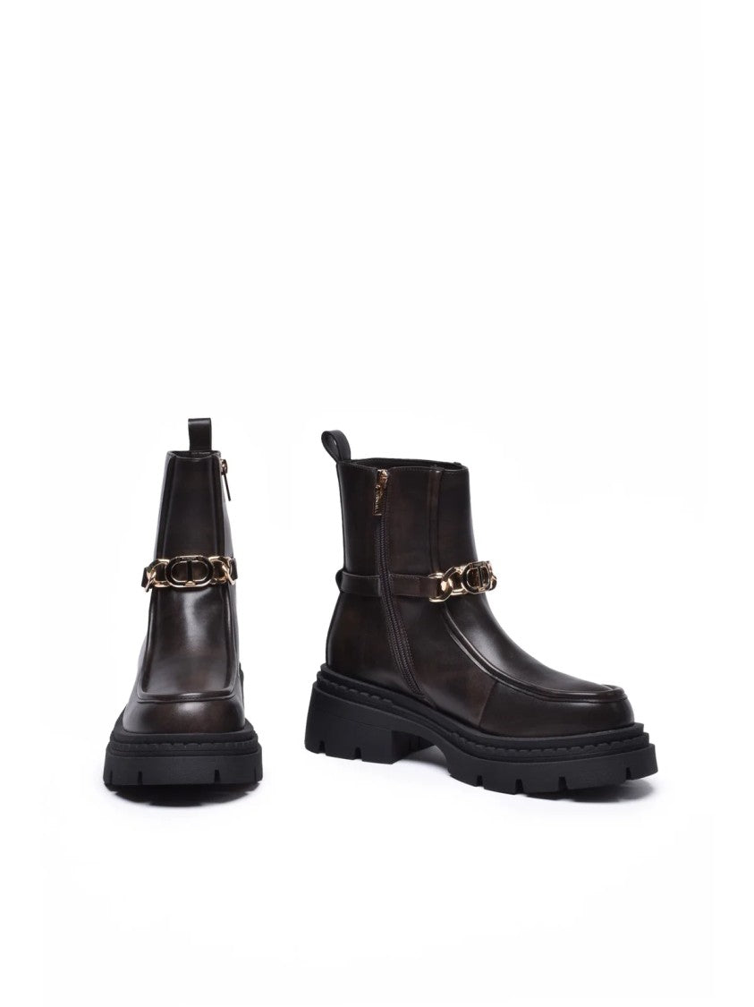 Twin-Set Brown Rubber Women's Rubber Ankle Boot