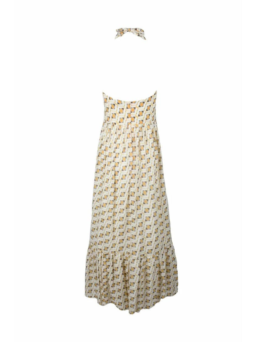 Skills & Genes White/Brown Two-Tone Cotton Dress