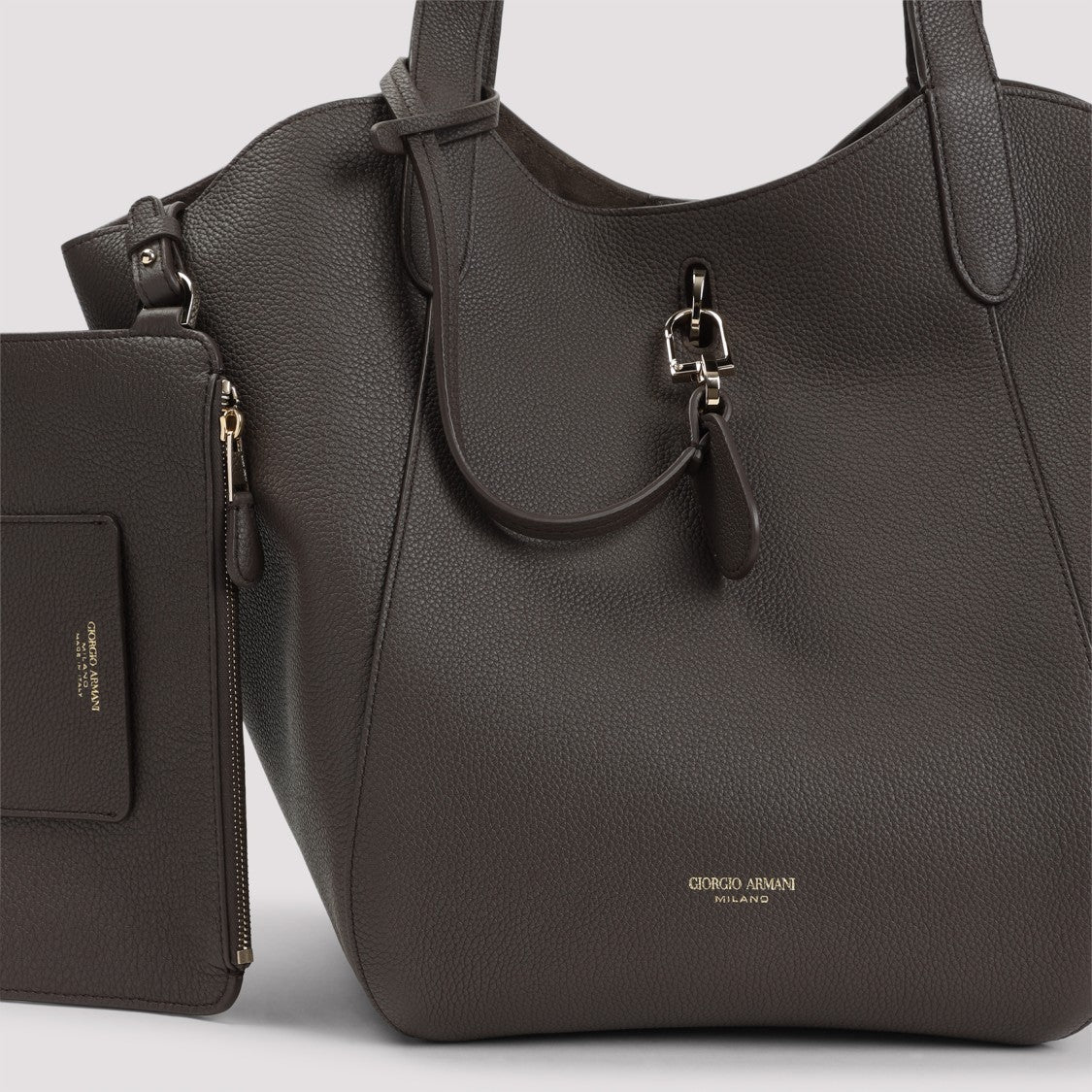Giorgio Armani Grey Calf Leather Shoulder Bag