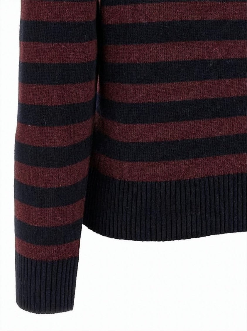 Ganni Horizontal Stripe Knit Sweater With Playful Dog Graphic