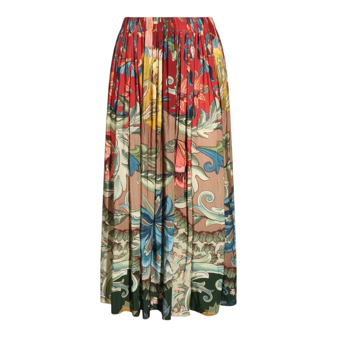 Farm Rio Multicolored Floral Pleated Midi Skirt