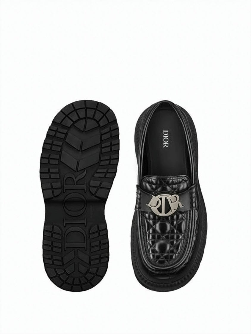 Christian Dior Quilted Black Buffalo Leather Loafers