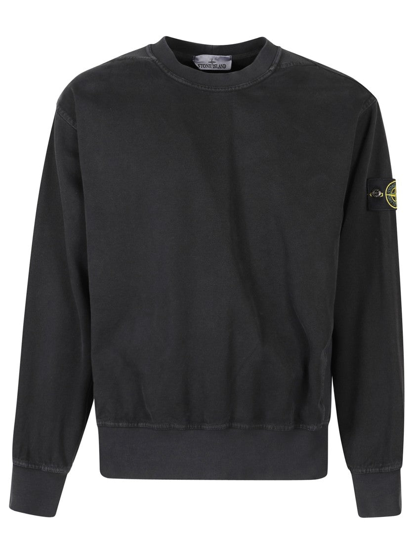Stone Island Black Sweater With Signature Logo Patch