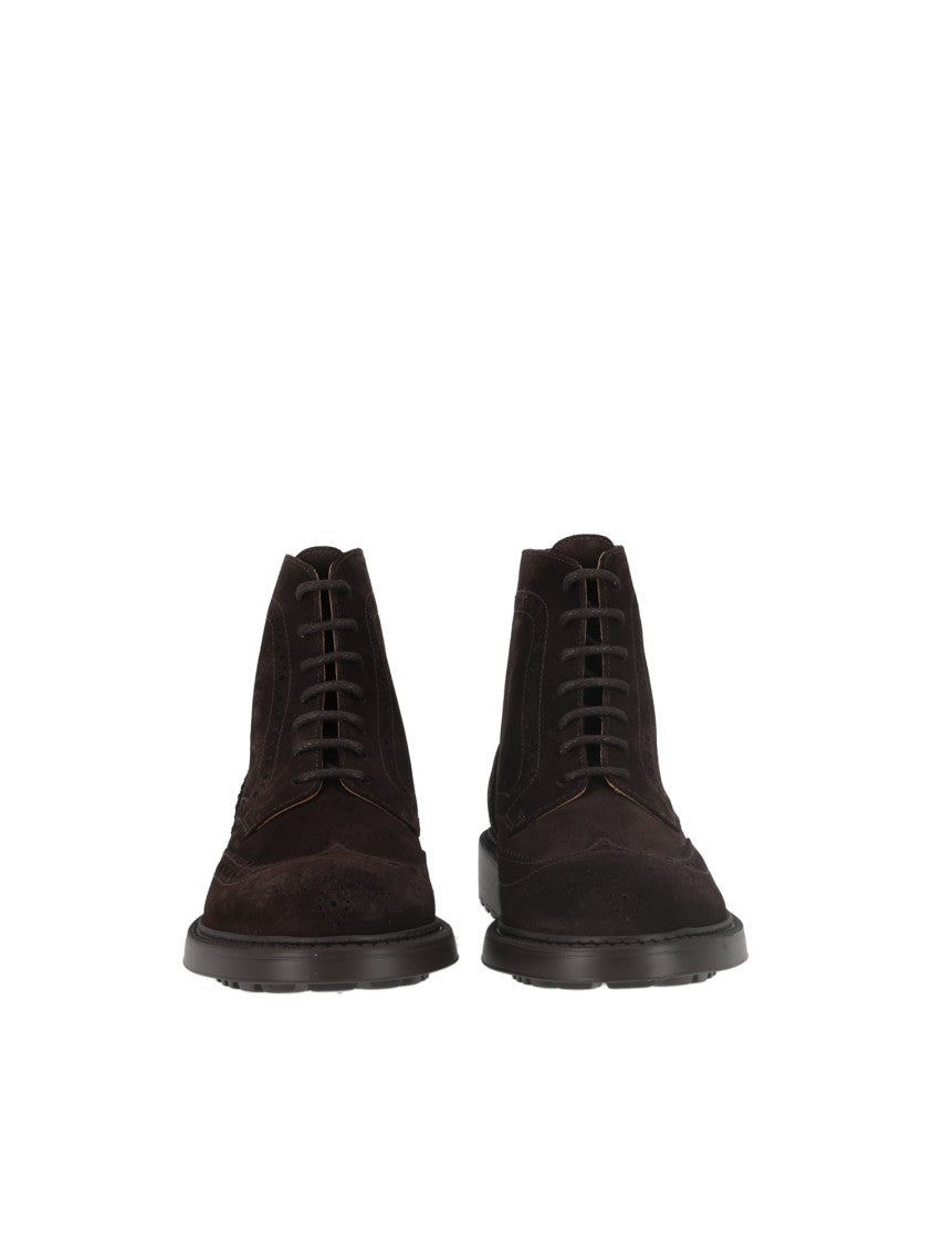 Doucal's Terre Brown Mink Suede Brogue Boots