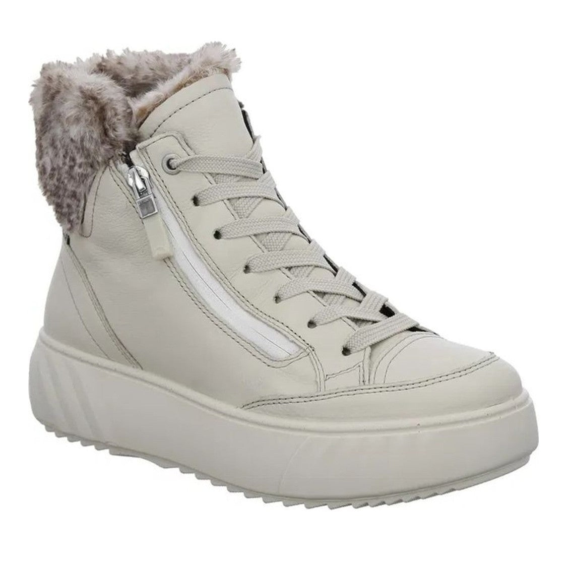 Ara Beige Monaco Insulated Leather Wedge Boots