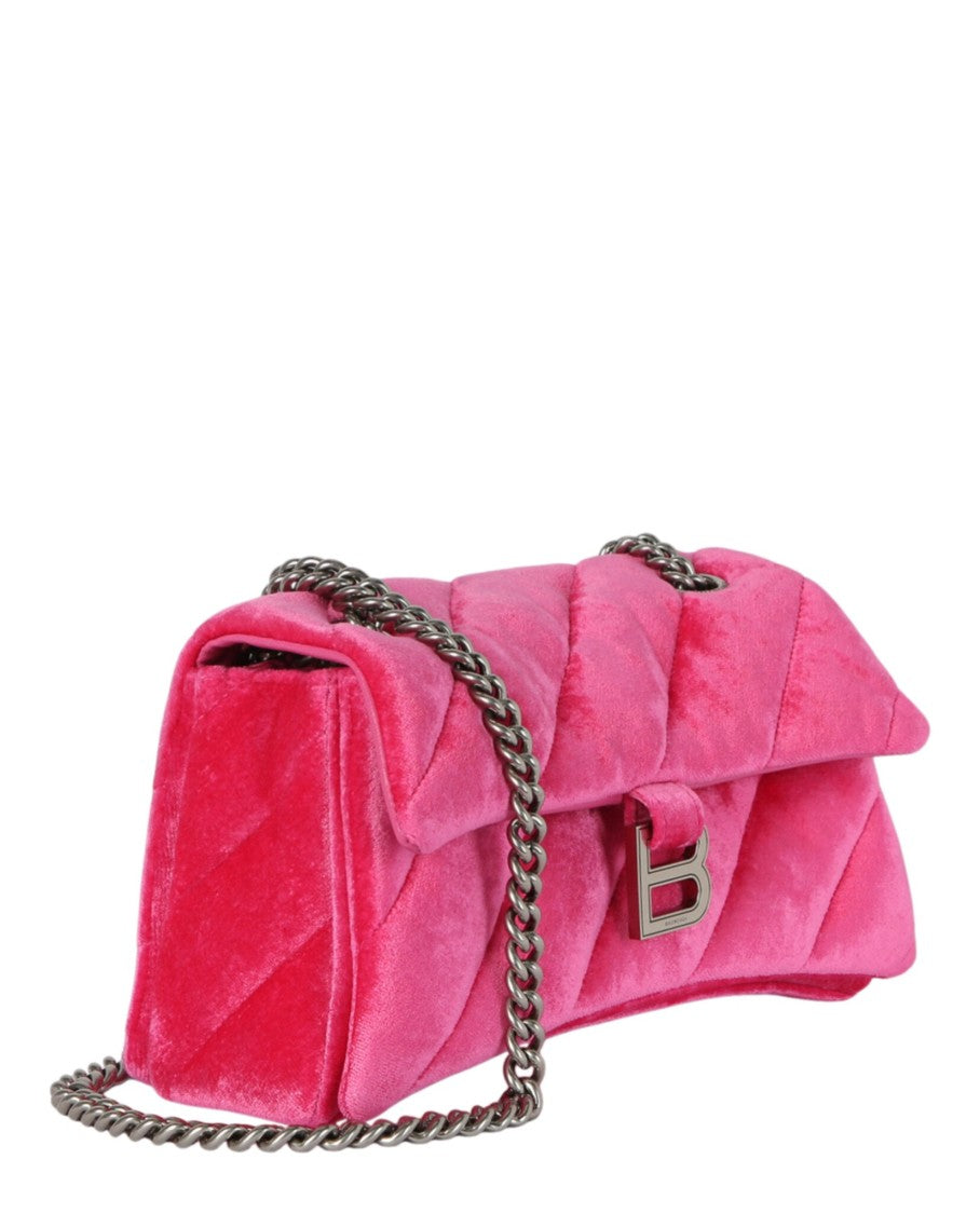 Balenciaga Crush Velvet Small Quilted Chain Shoulder Bag