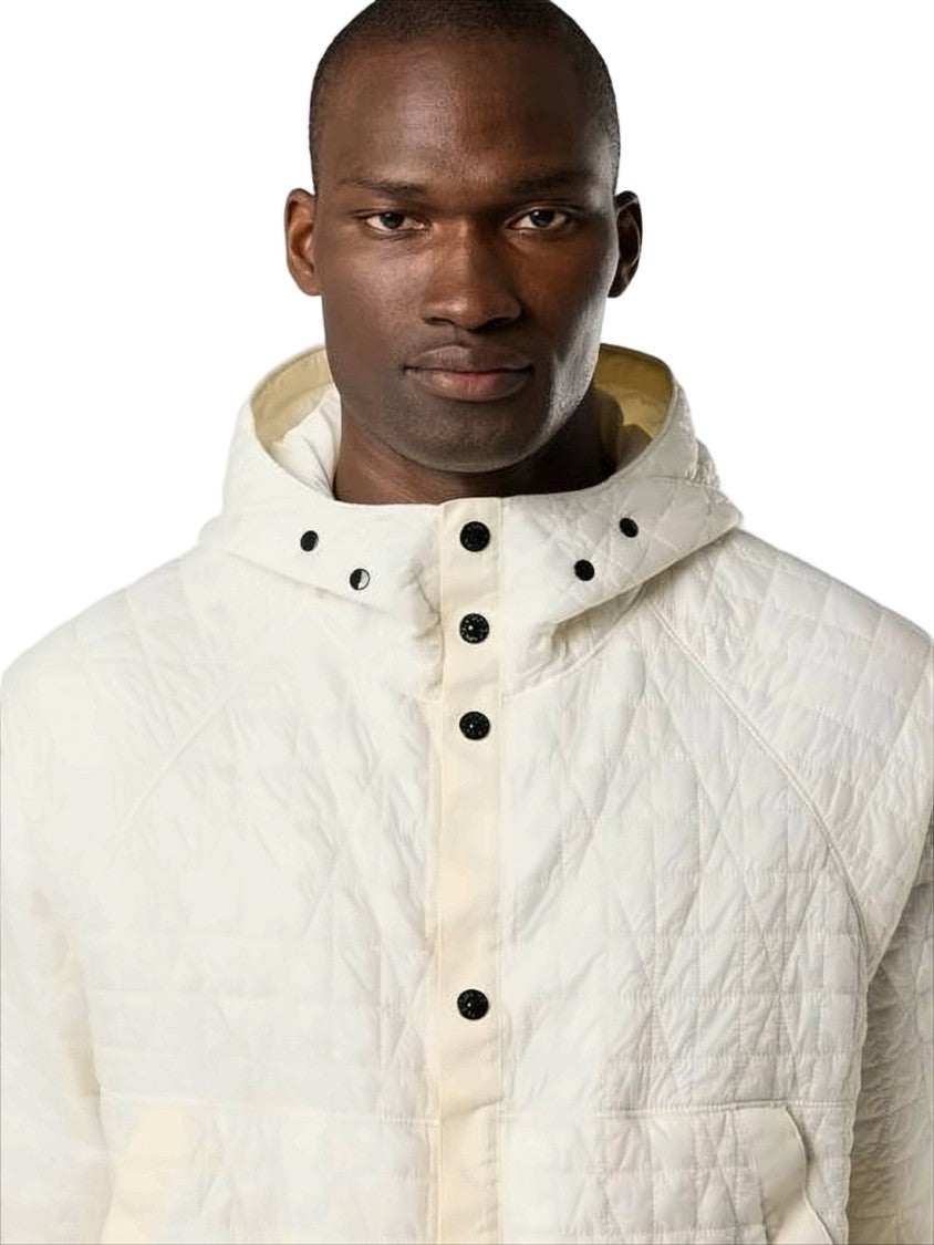 Stone Island Textured White Quilted Jacket