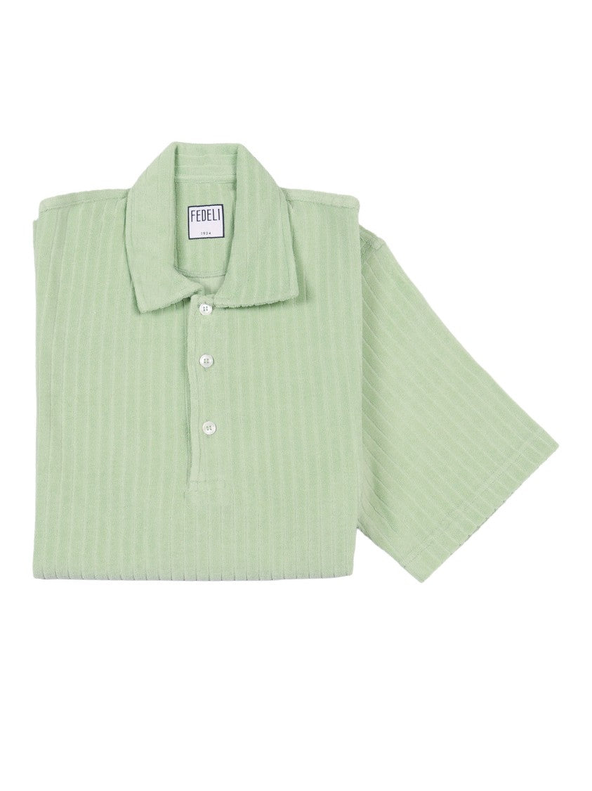 Fedeli Pastel Green Soft Ribbed Polo Shirt