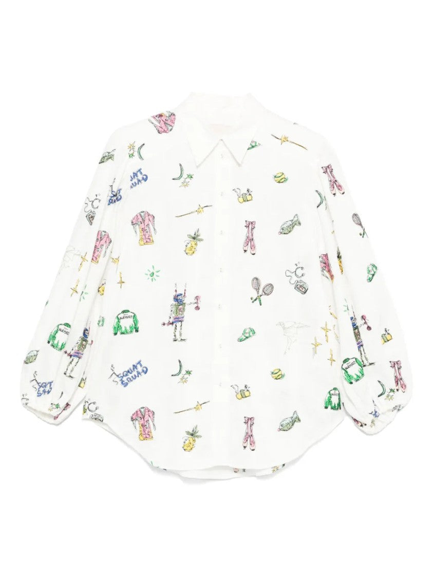 Alemais Playful All-Over Print Long Sleeve Shirt With Buttoned Cuffs