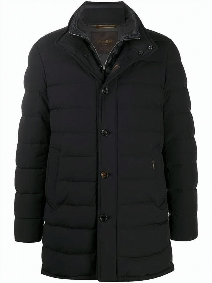 Moorer Quilted Down Jacket With Stand Collar And Button Closure