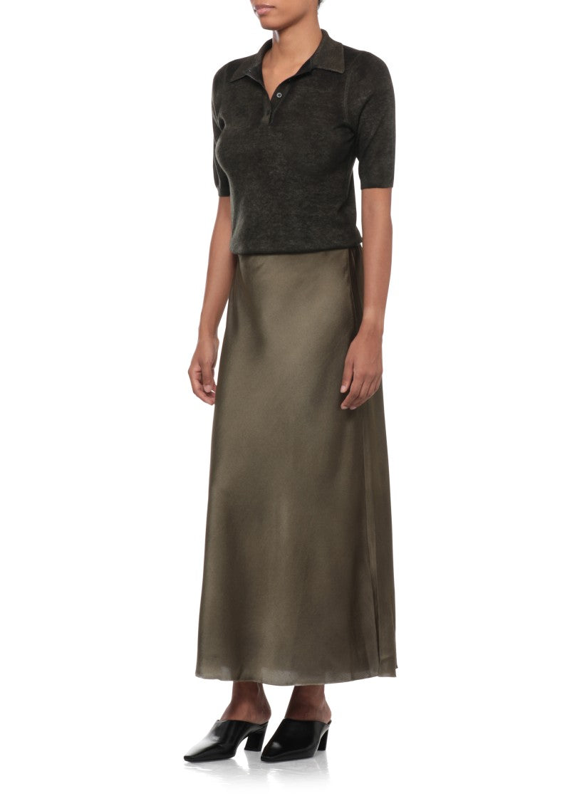 Avant Toi Flowing Silk Midi Skirt With Elastic Waistband