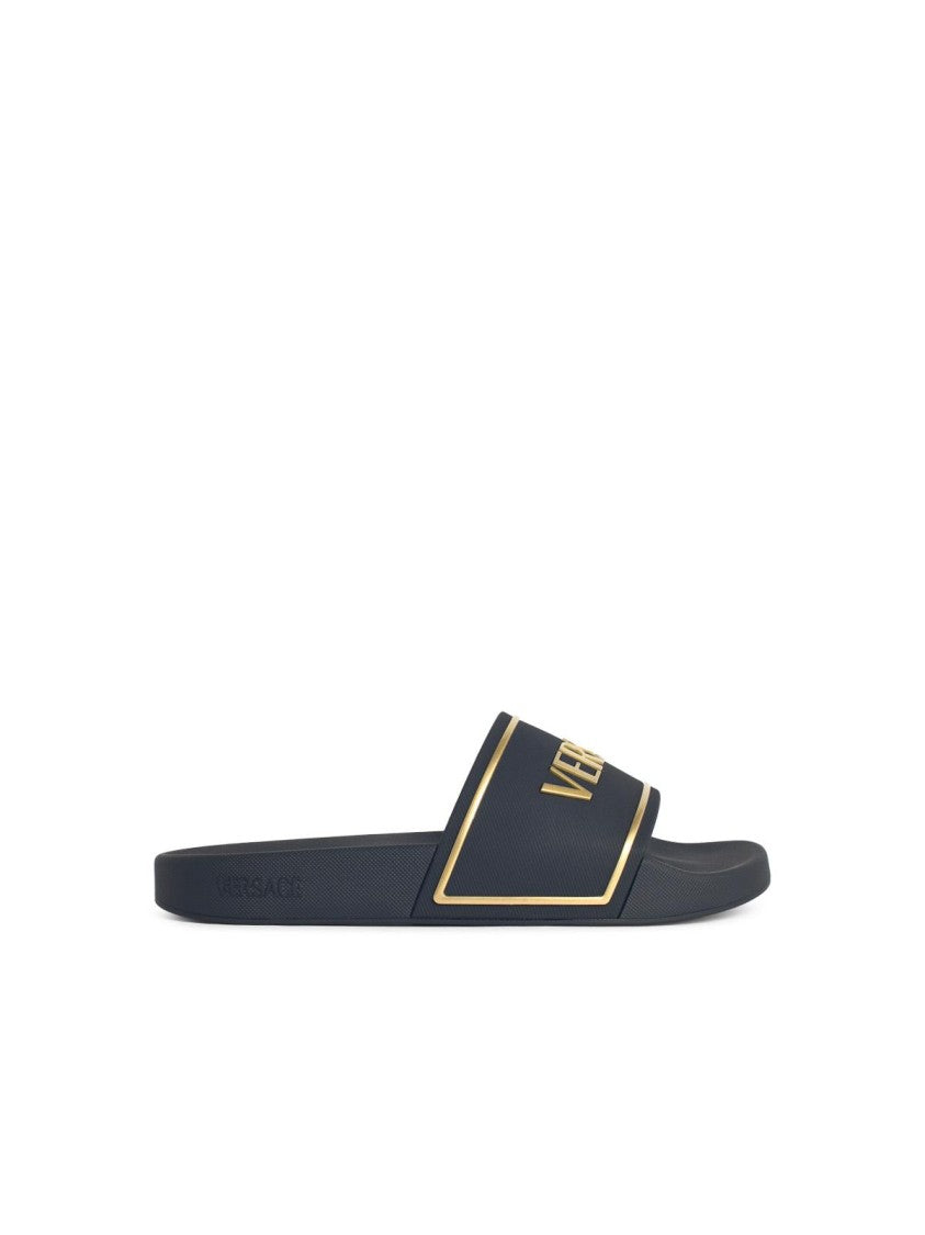 Versace Black Rubber Slippers