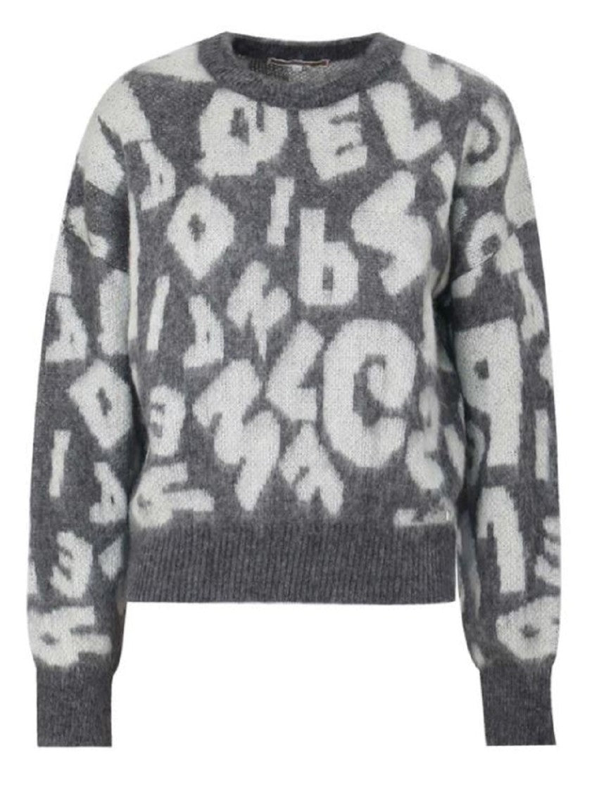 Kocca Low Shoulder Knit Sweater With Cream Lettering