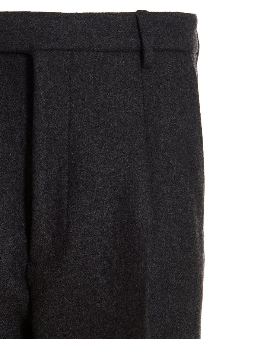 Gucci Dark Gray Cashmere-Wool Tailored Pants With Refined Texture