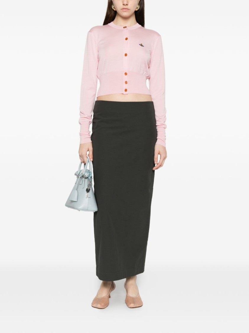 Vivienne Westwood Pink Orb Logo Cropped Ribbed Cardigan