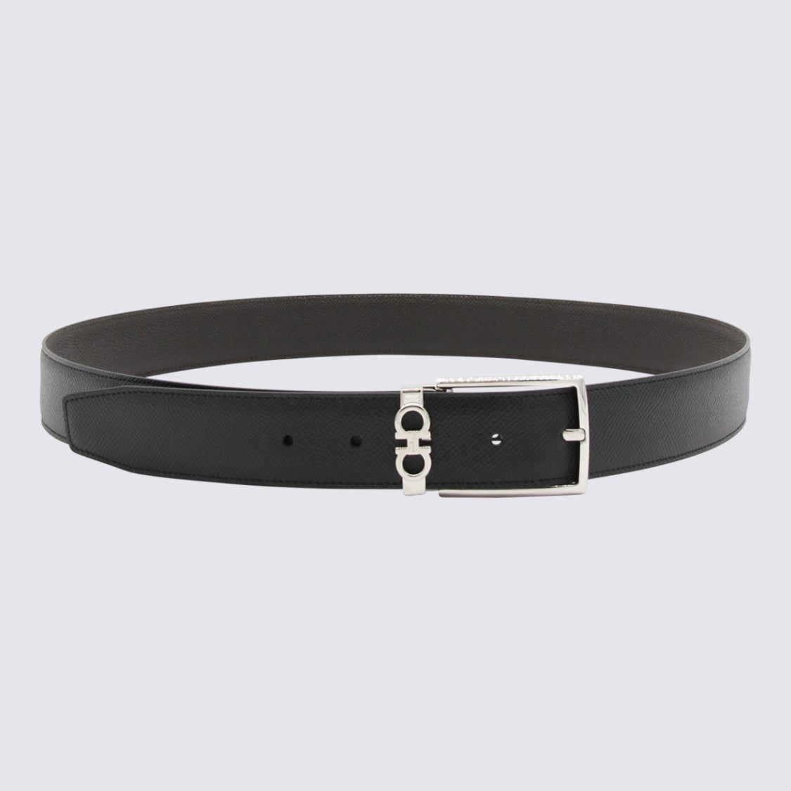 Ferragamo Black Leather Gancini Belt