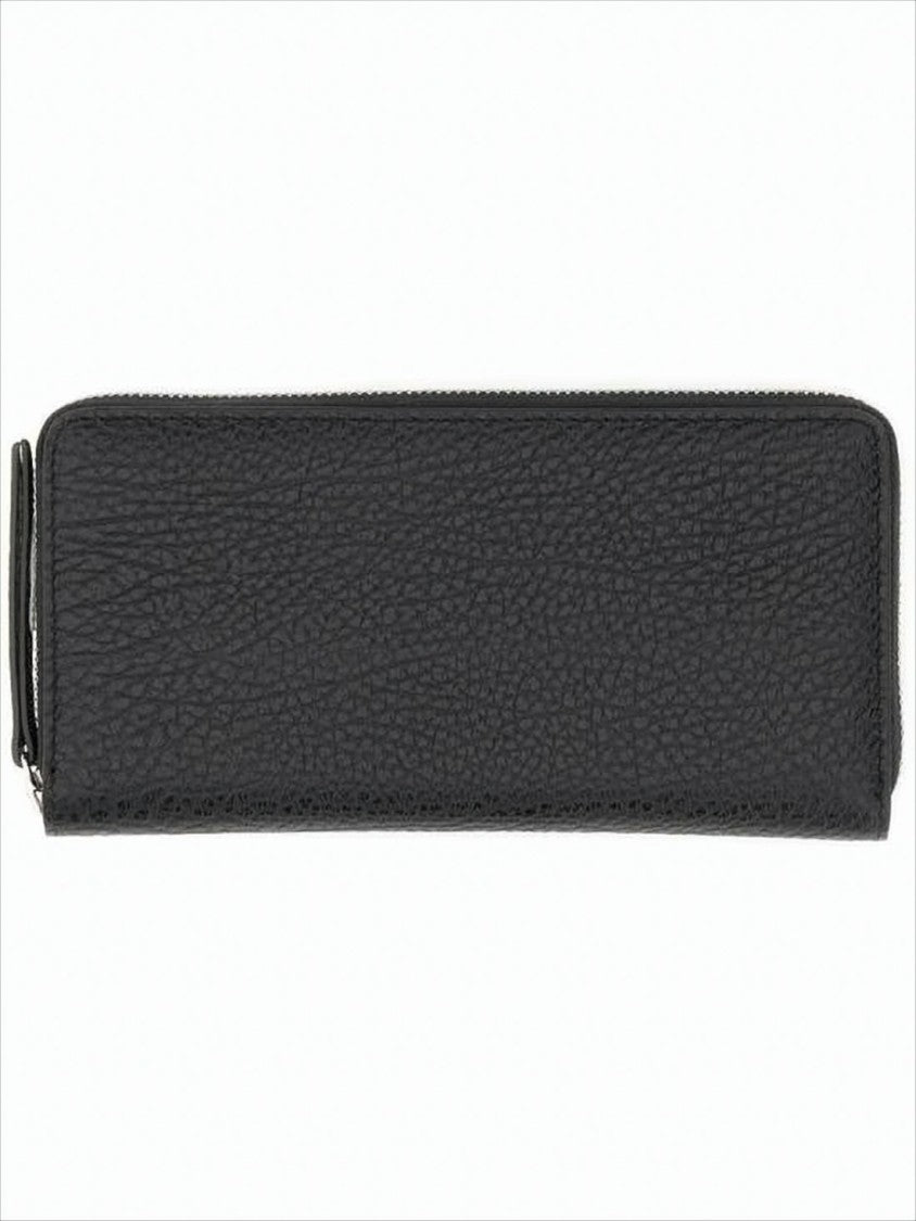 Maison Margiela Textured Calf Leather Long Wallet With Zip-Around Closure