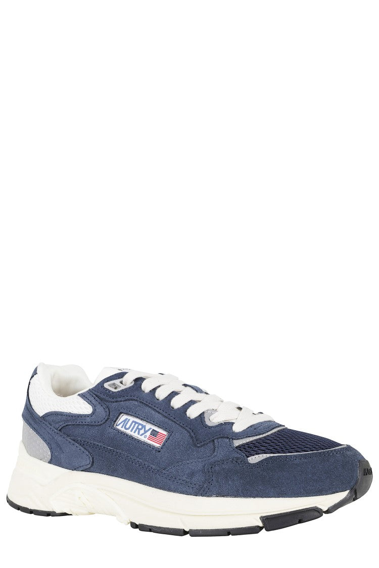 Autry Silver Blue Hyperway Low Suede Mesh Leather Sneakers