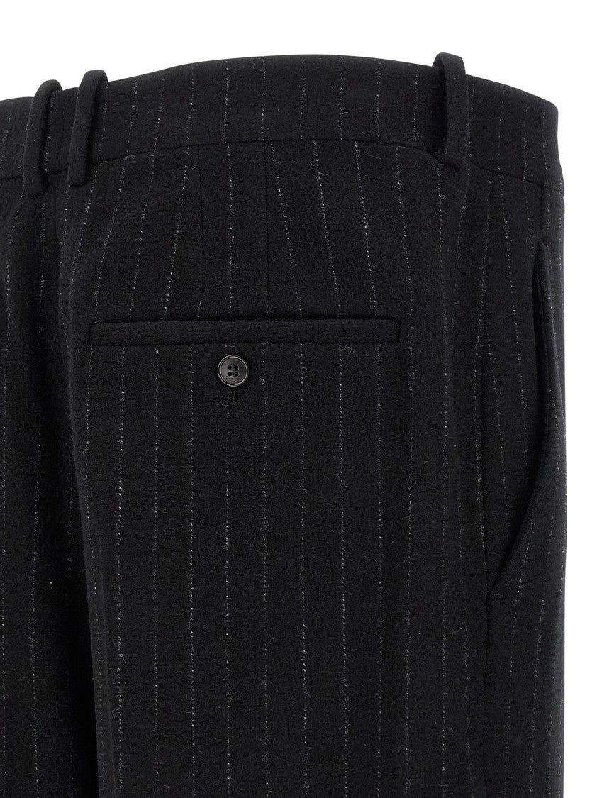 Saint Laurent High-Waisted Pinstripe Cashmere Flannel Trousers