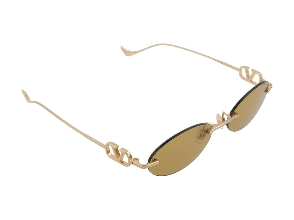 Valentino Gold Vg0032s Metal Oval Sunglasses