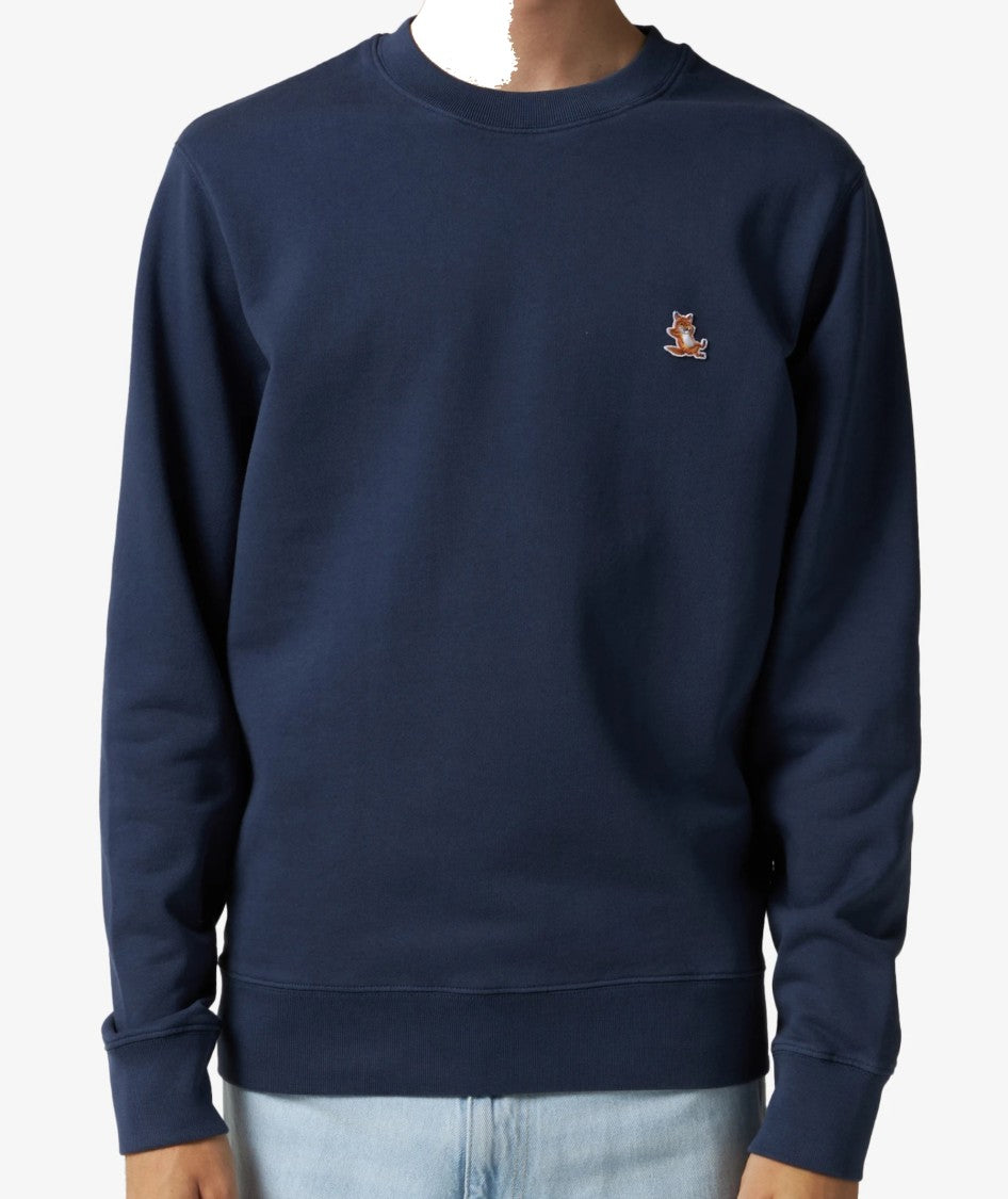 Maison Kitsuné Long-Sleeve Crewneck Sweatshirt With Embroidered Fox Logo