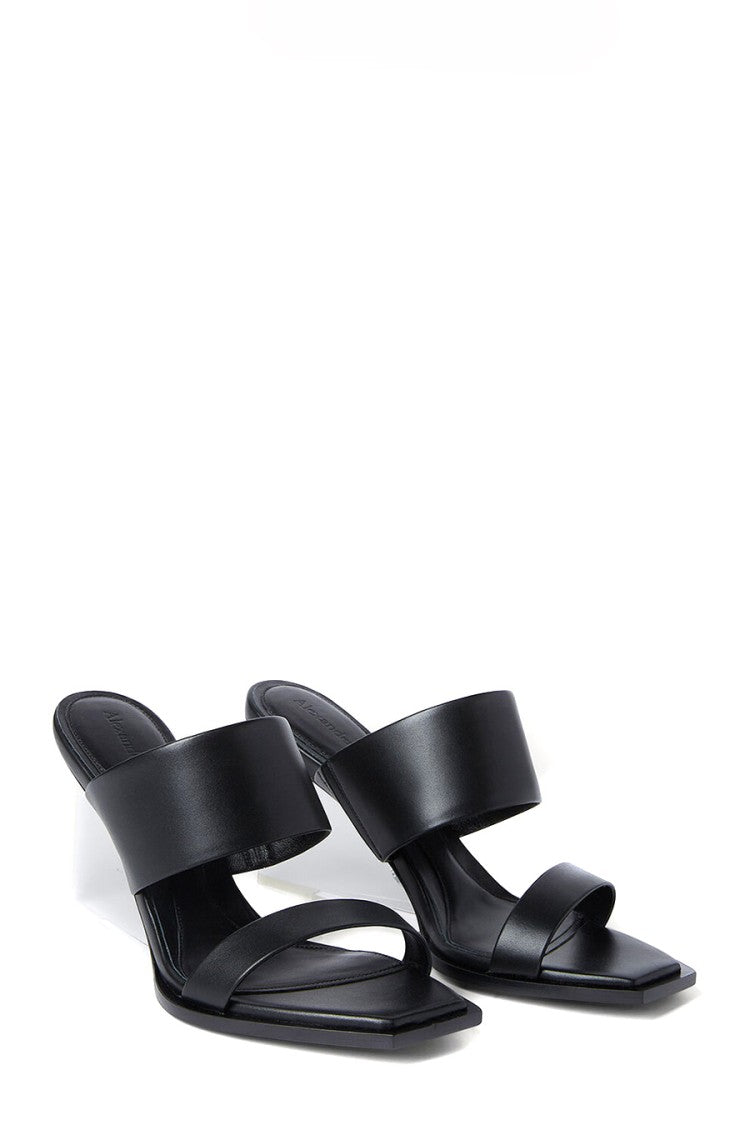 Alexander Mcqueen Black Calf Leather Sandals