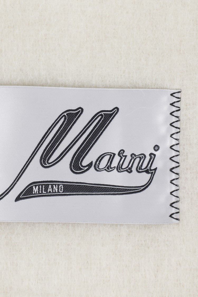 Marni Fringed White Alpaca Scarf