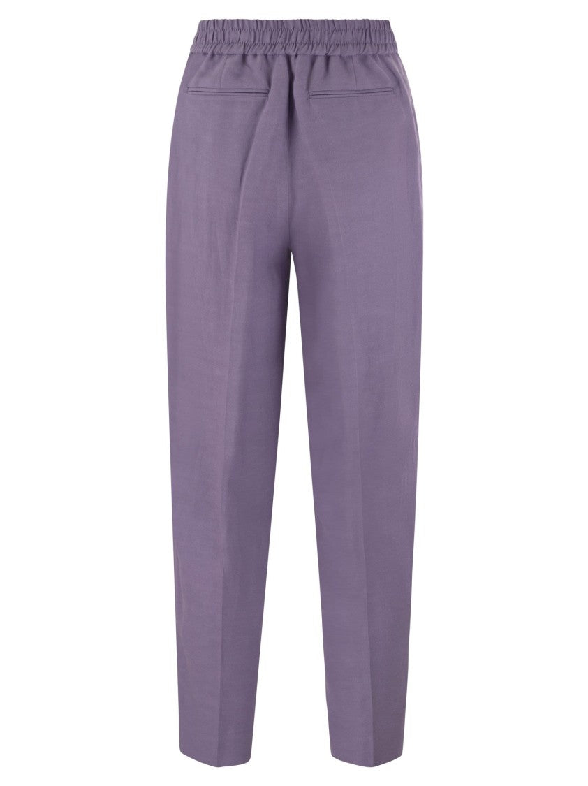 Pt Torino Daisy - Viscose And Linen Trousers