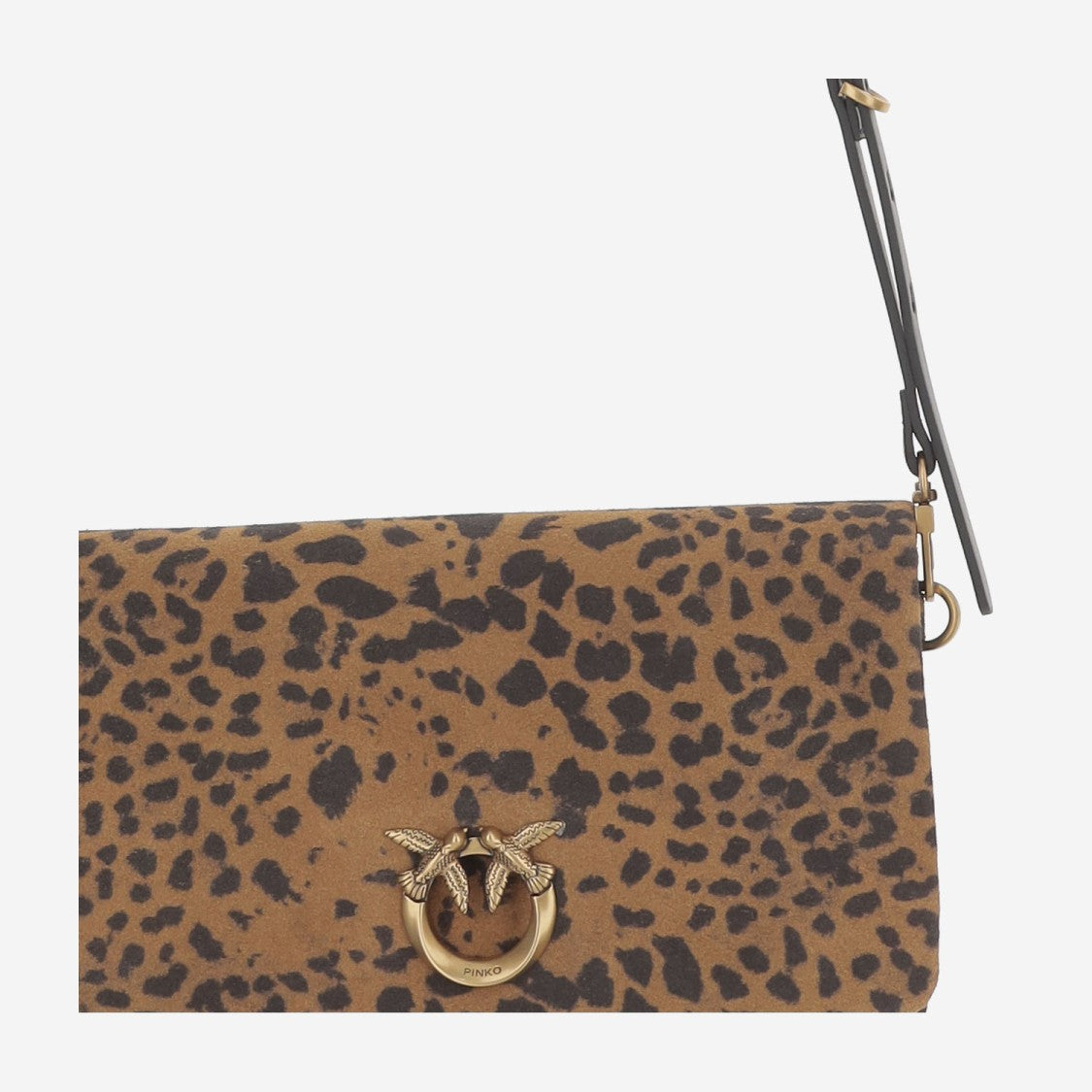 Pinko Rectangular Suede Shoulder Bag With Distinctive Animal Print