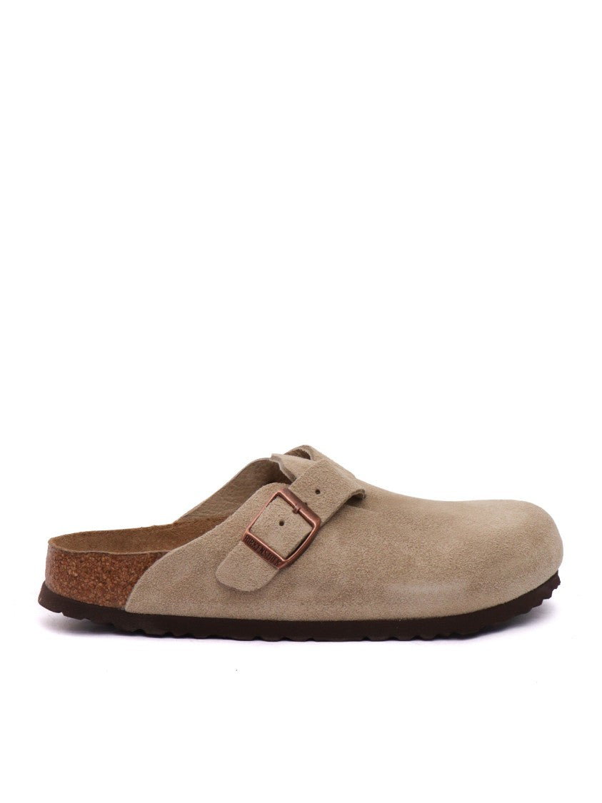 Birkenstock Taupe Boston Sfb Suede Leather Clogs