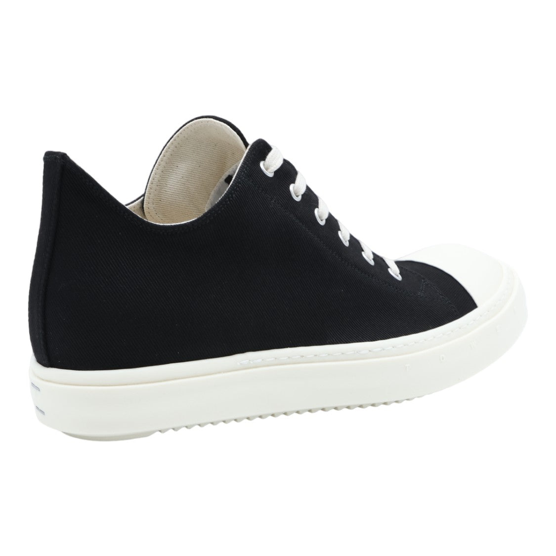 Drkshdw By Rick Owens Minimalist Black Canvas Sneakers With White Accents