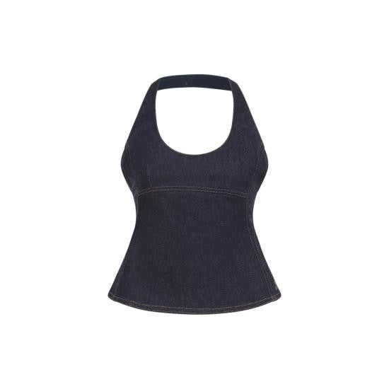 Jacquemus Fitted Sleeveless Denim Top With Halter Neckline