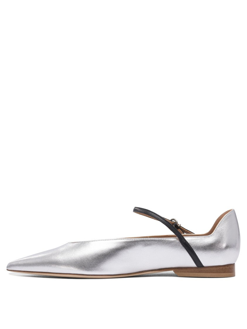 Lella Baldi Pointed Toe Ballerinas With Ankle Strap