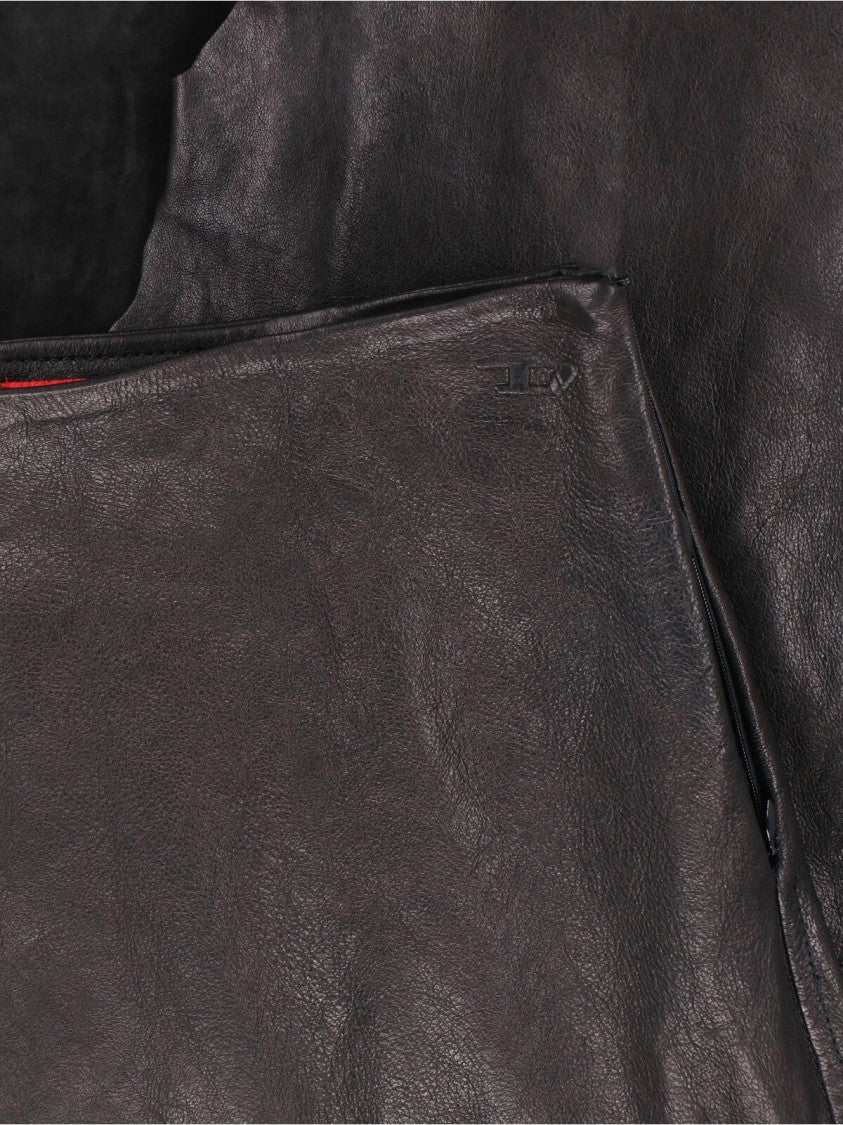 Diesel Black Asymmetrical Distressed Leather Skirt