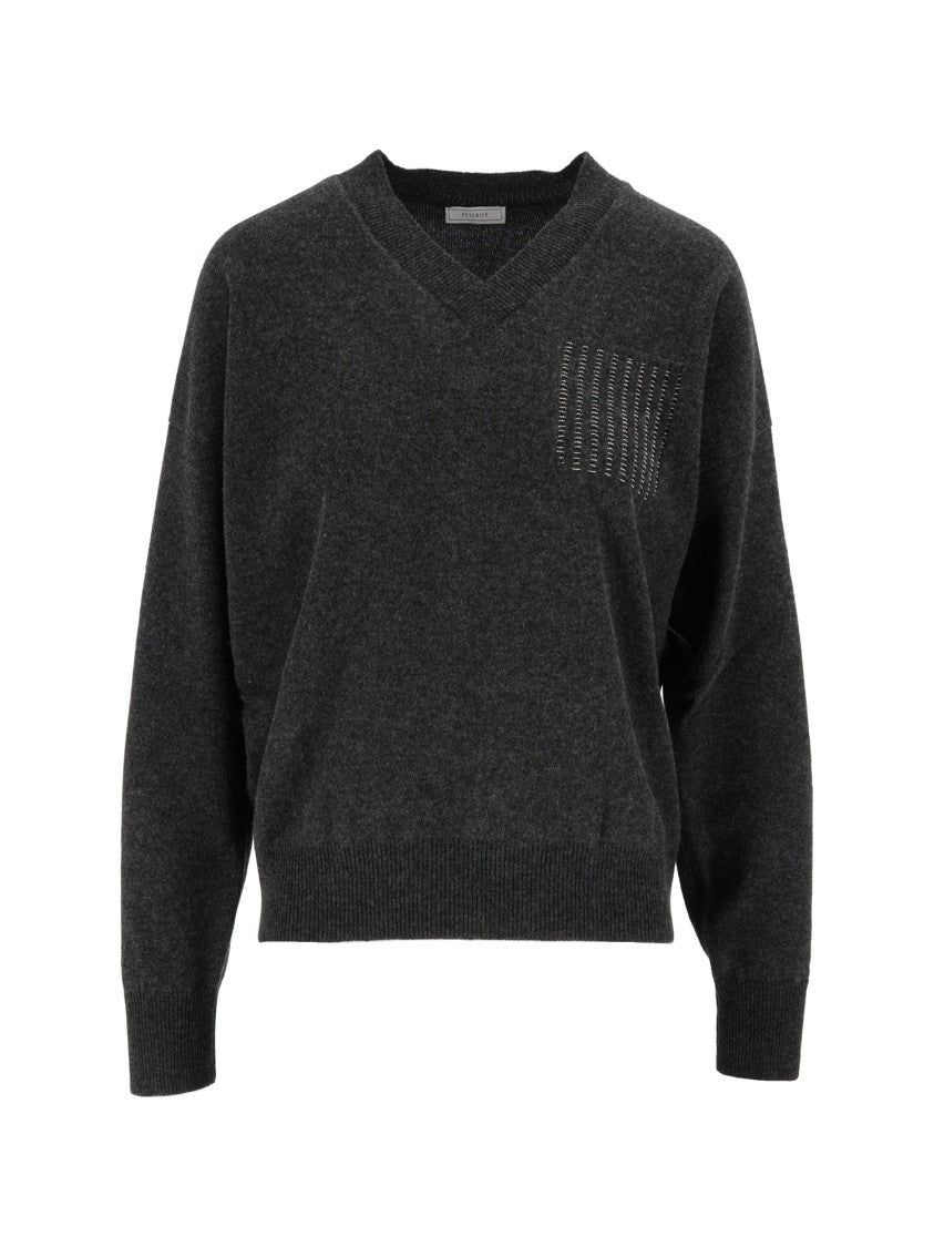 Peserico V-Neck Open-Knit Knitted Sweater