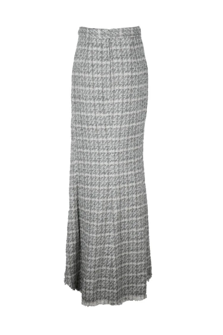 Elisabetta Franchi Long Mermaid Bouclé Skirt - Pearl Grey