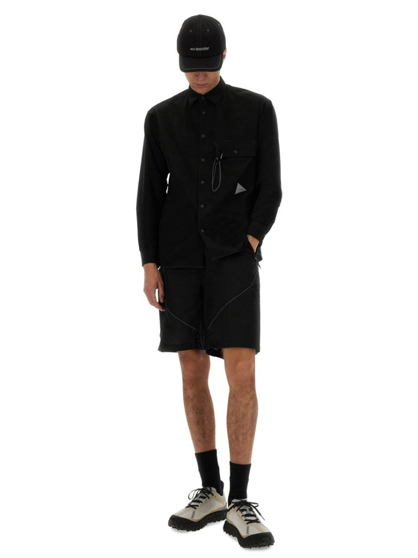 And Wander Black Nylon Bermuda Shorts