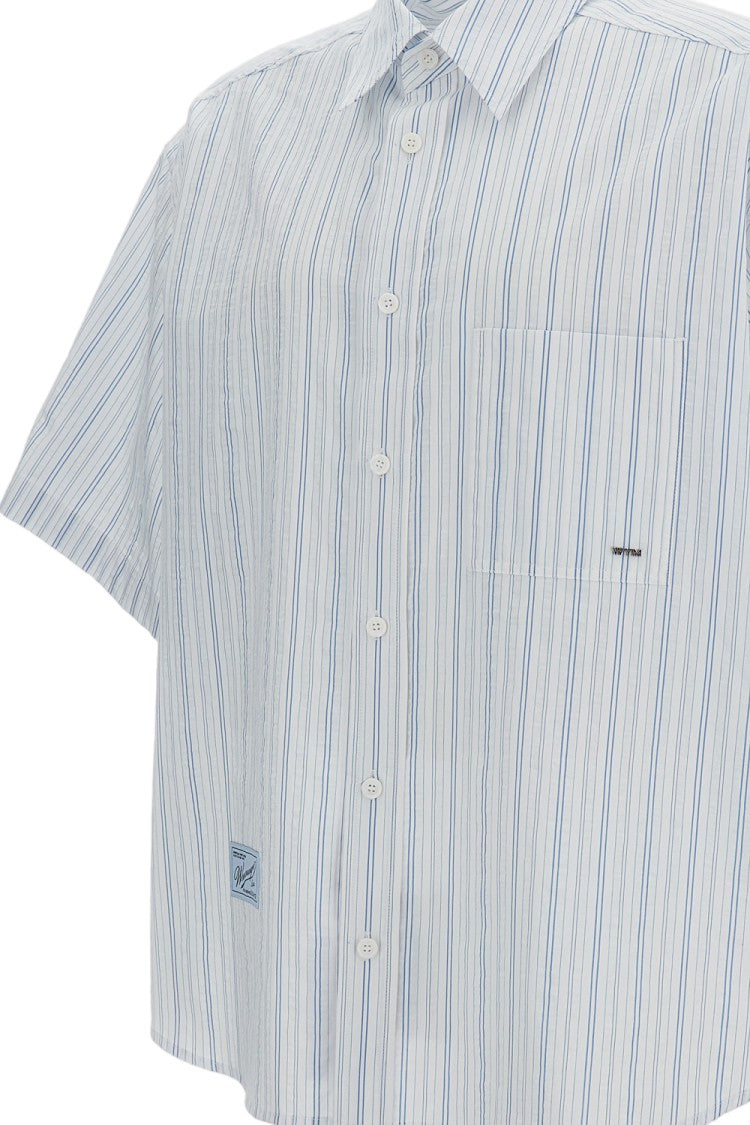 Wooyoungmi Light Blue Striped Cotton Short-Sleeve Shirt