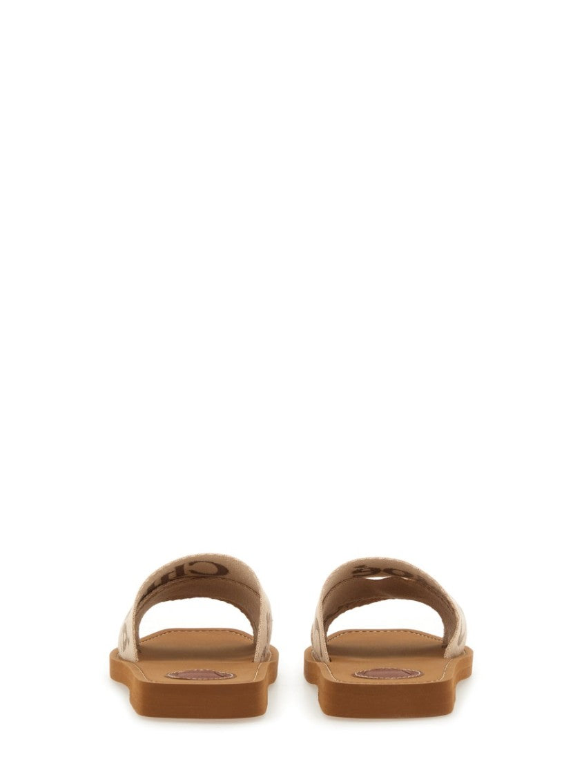 Chloé Woody Woven Logo Slide Sandals